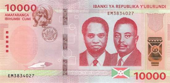 Burundi p59a 10000 Francs 2022